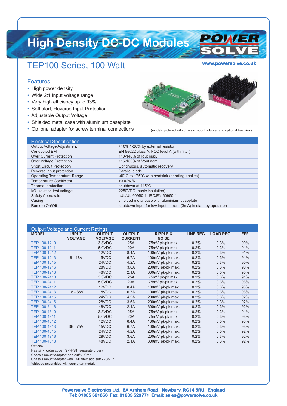 Powersolve TEP100 Series User Manual | 2 pages