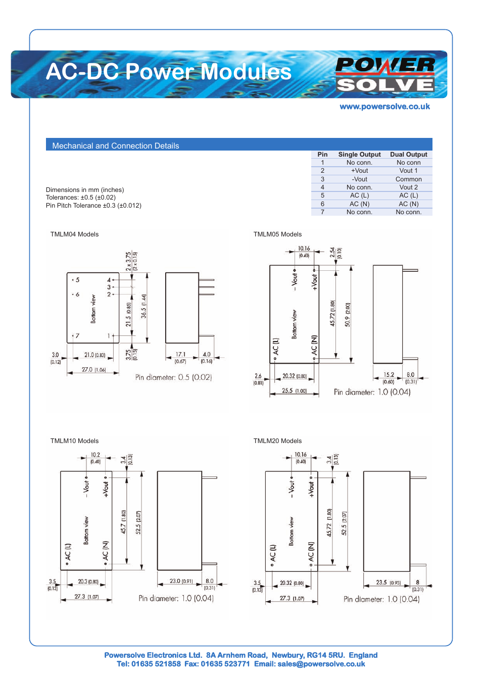 Ac-dc power modules | Powersolve TMLM Series User Manual | Page 2 / 2