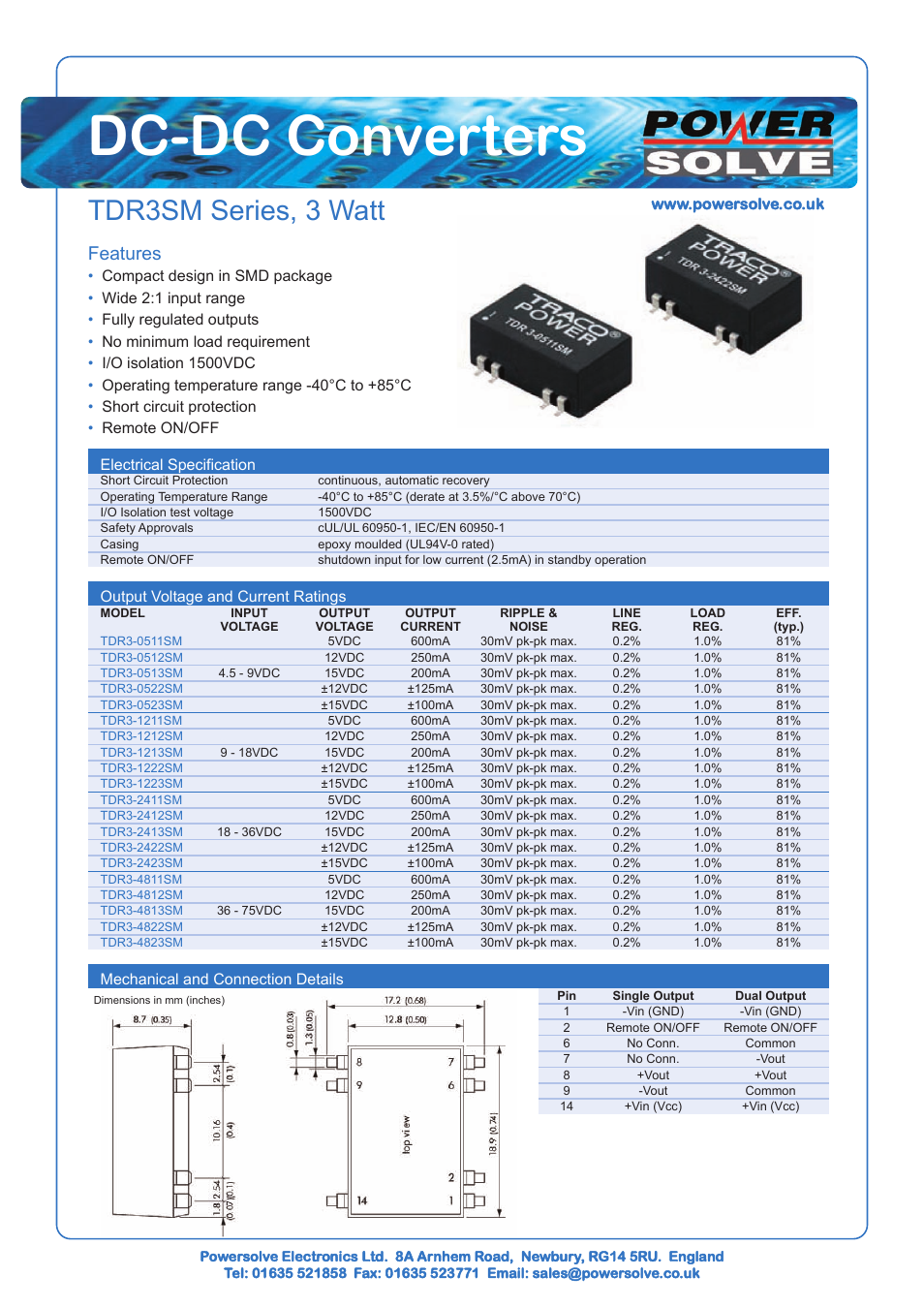 Powersolve TDR3SM Series User Manual | 1 page