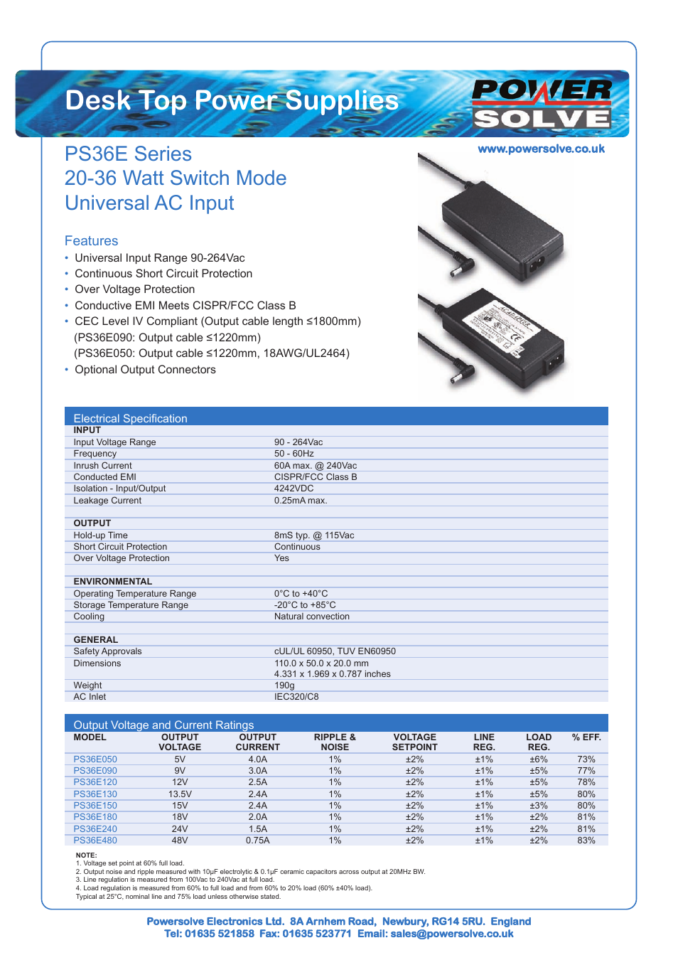 Powersolve PS36E Series User Manual | 2 pages