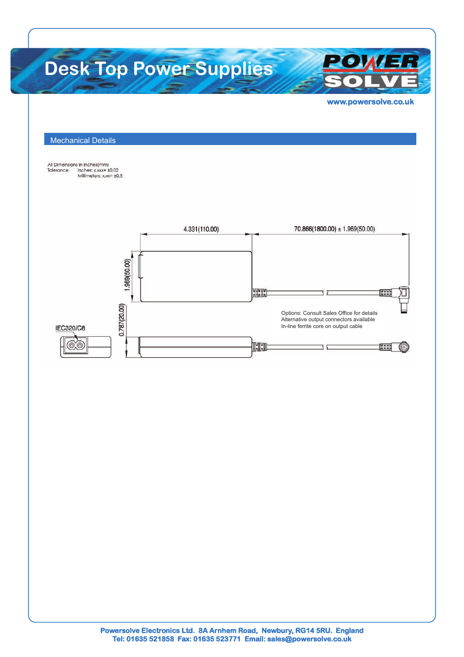 Desk top power supplies | Powersolve PS36E Series User Manual | Page 2 / 2