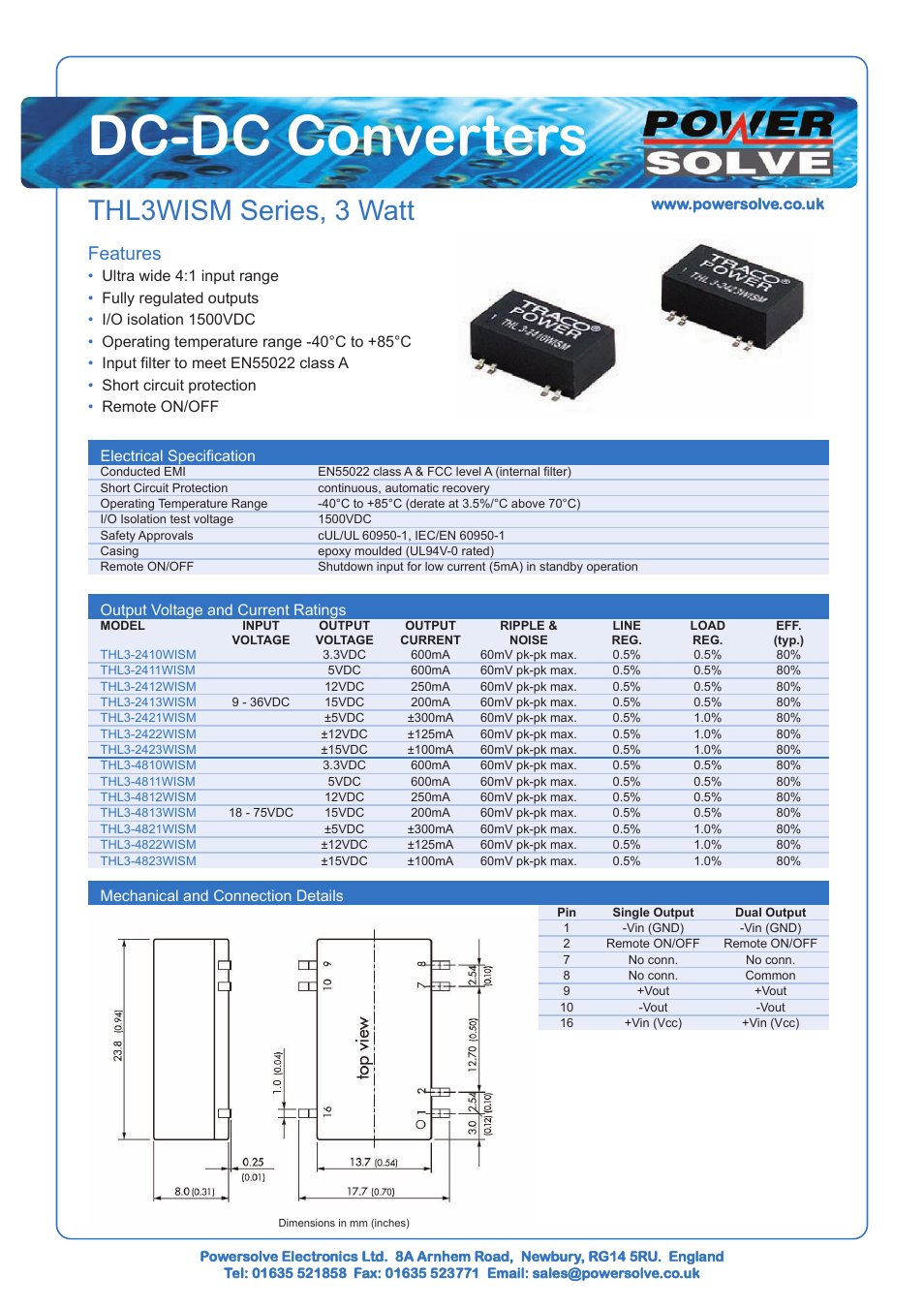 Powersolve THL3WISM Series User Manual | 1 page