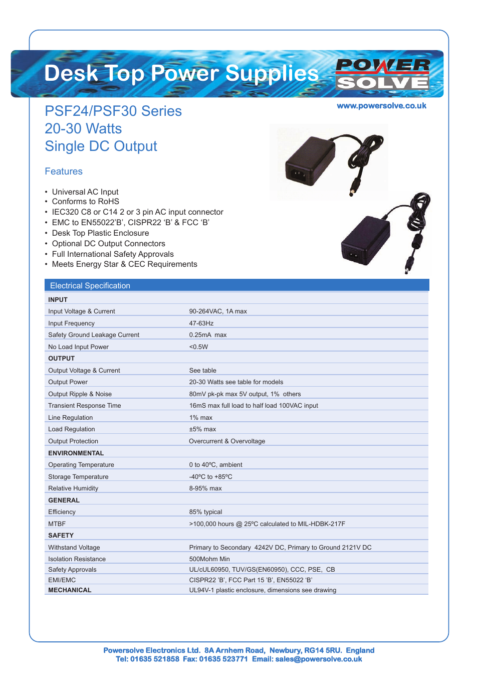 Powersolve PSF30 Series User Manual | 2 pages