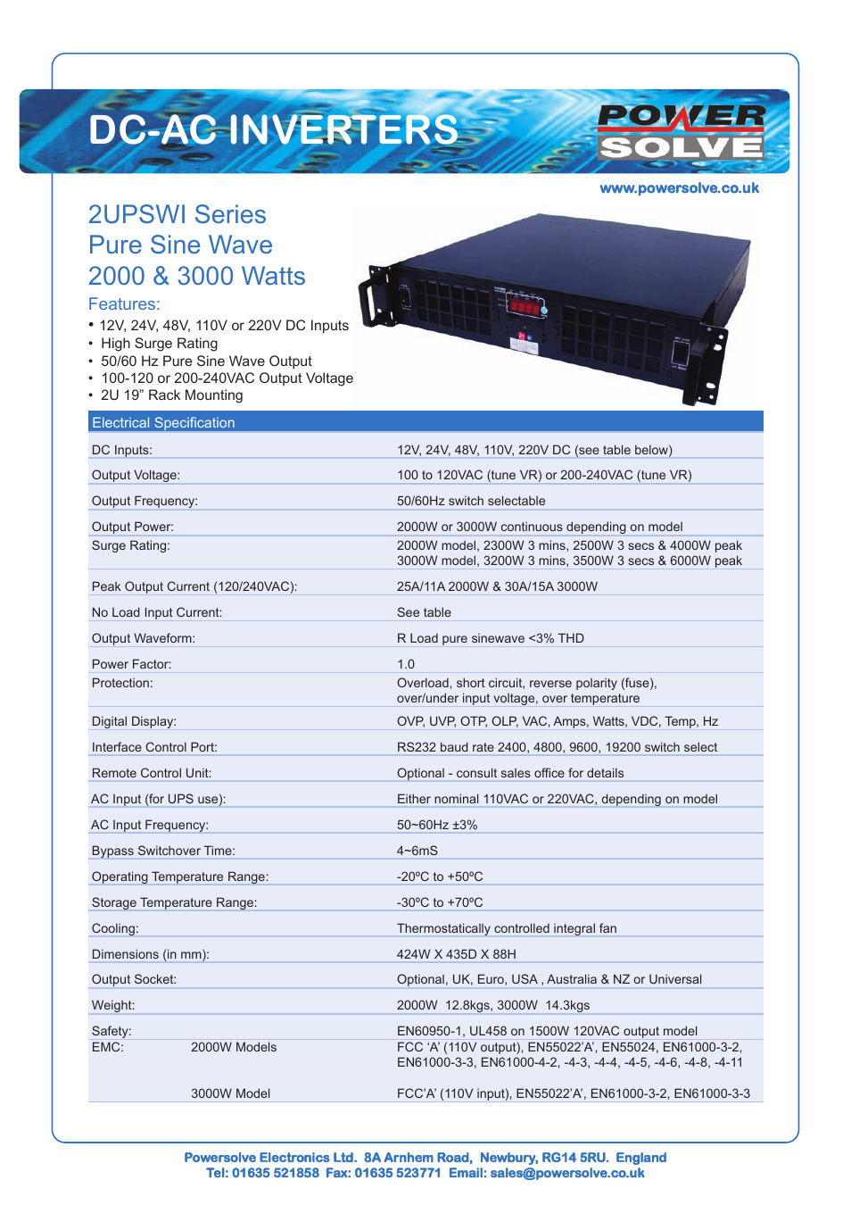 Powersolve 2UPSWI Series User Manual | 3 pages