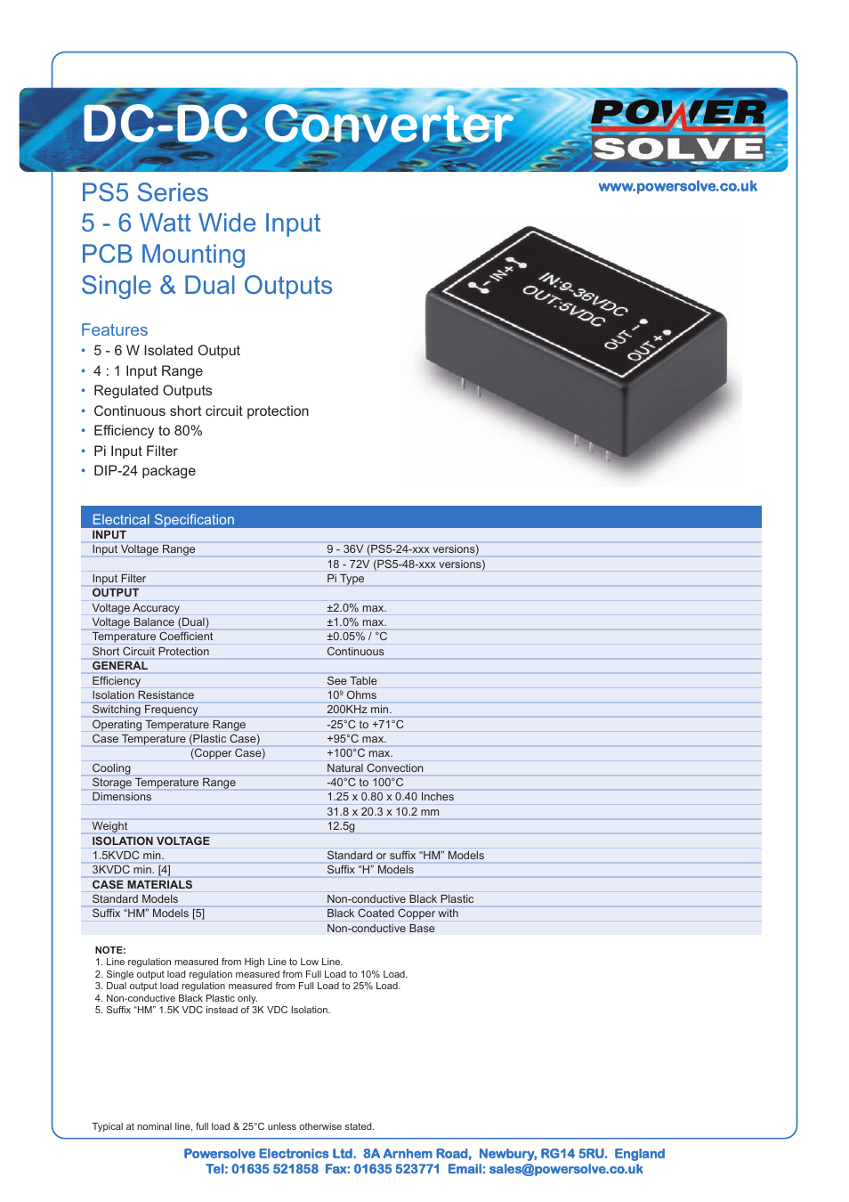 Powersolve PS5 Series User Manual | 2 pages