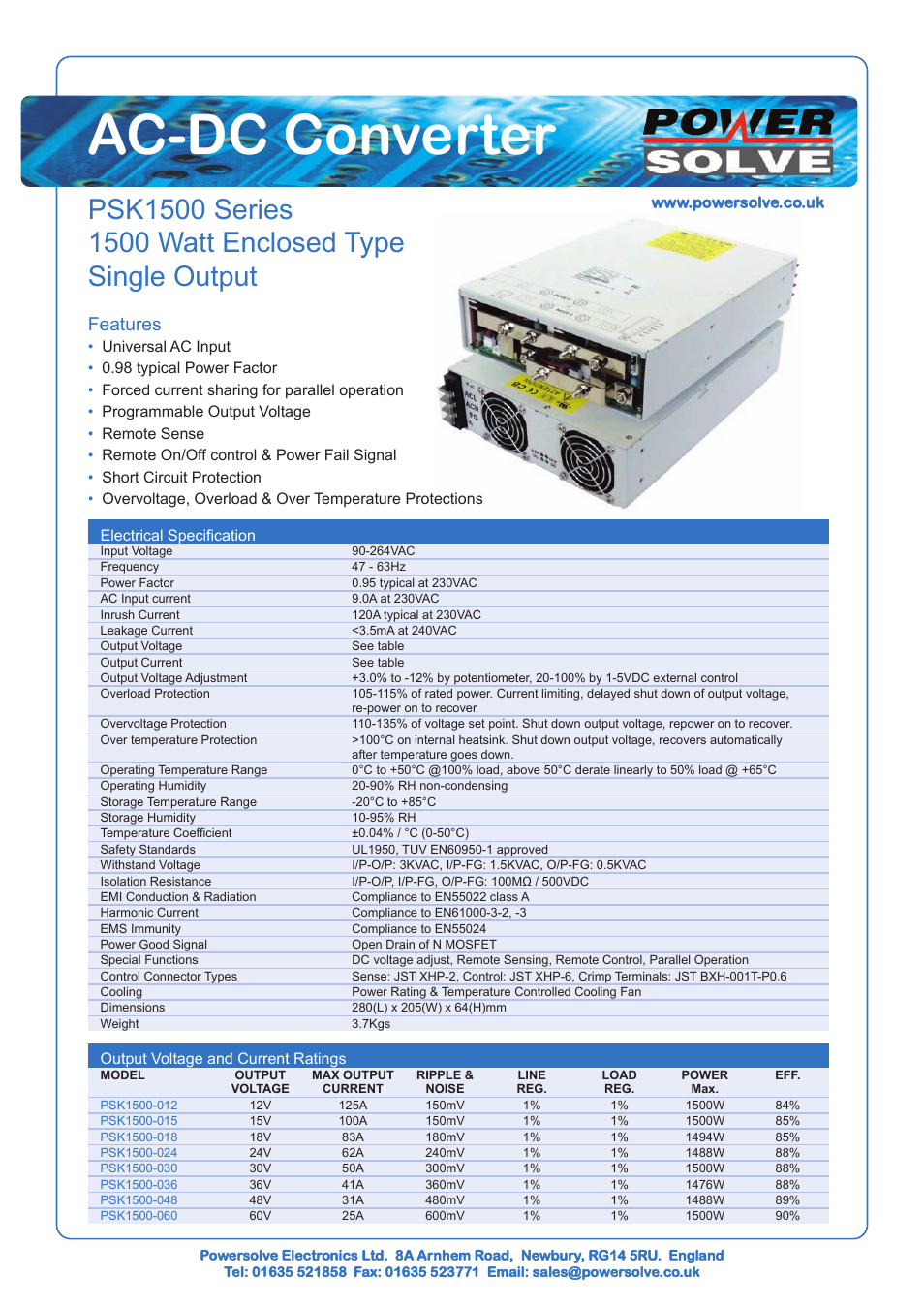 Powersolve PSK1500 Series User Manual | 1 page