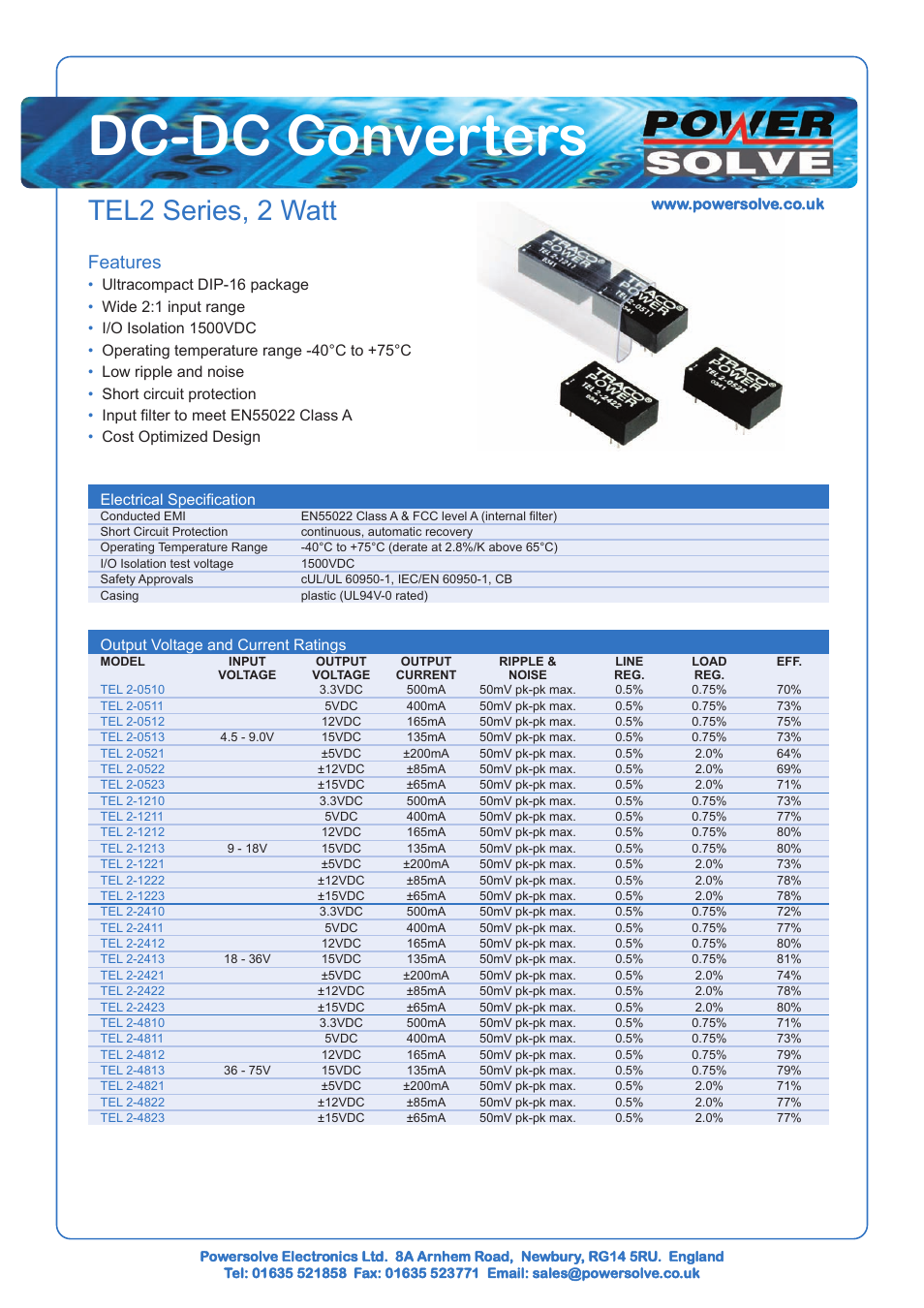 Powersolve TEL2 Series User Manual | 2 pages
