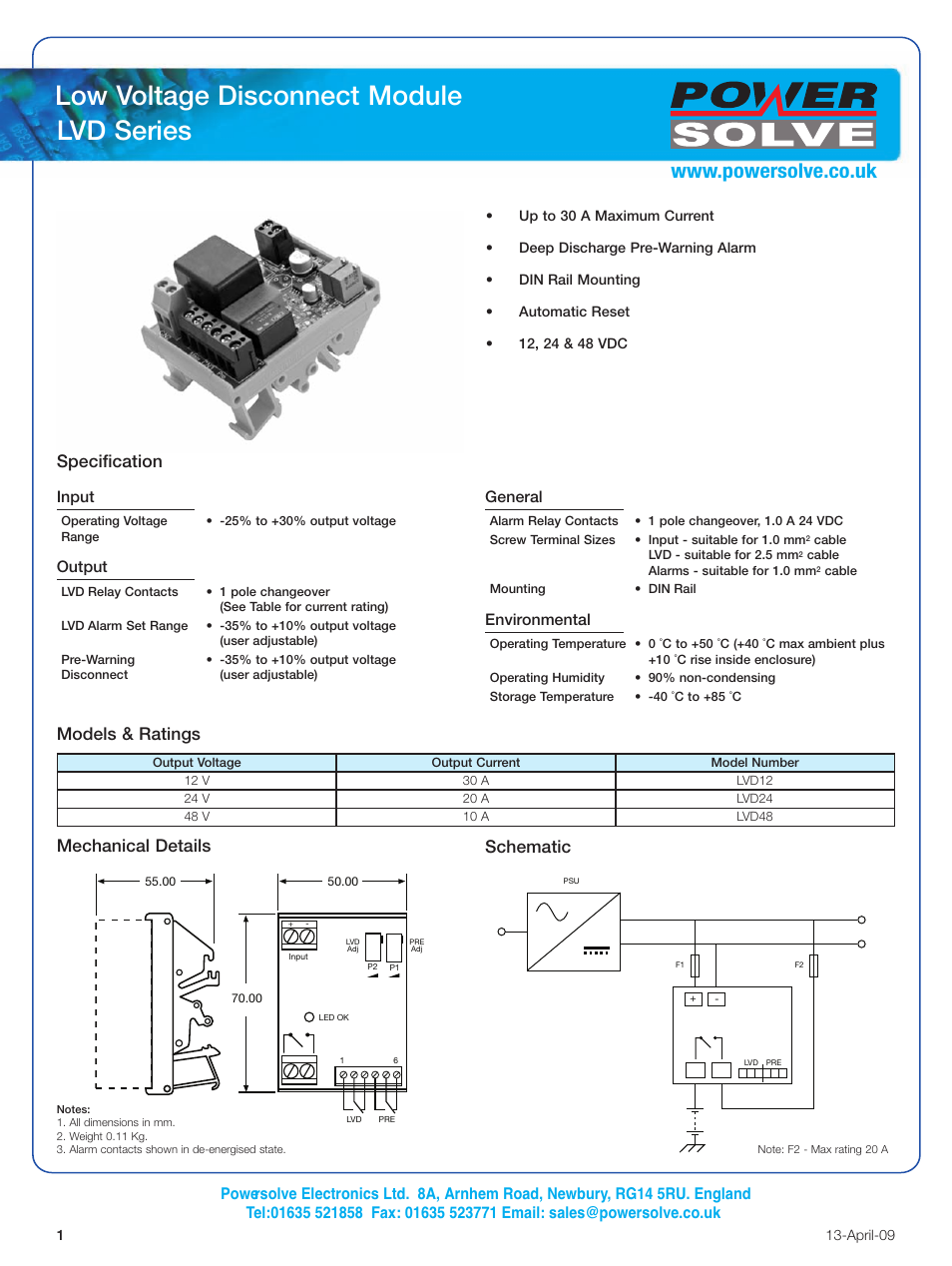 Powersolve LVD Series User Manual | 1 page