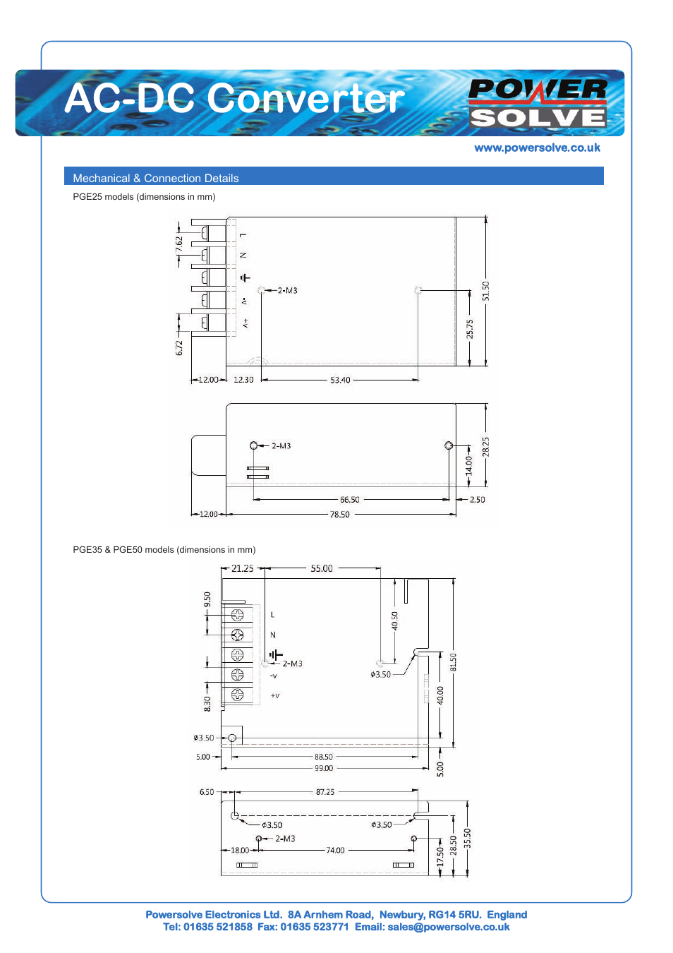 Ac-dc converter | Powersolve PGE150 Series User Manual | Page 3 / 4