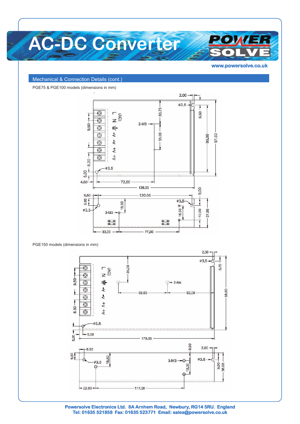 Ac-dc converter | Powersolve PGE150 Series User Manual | Page 4 / 4