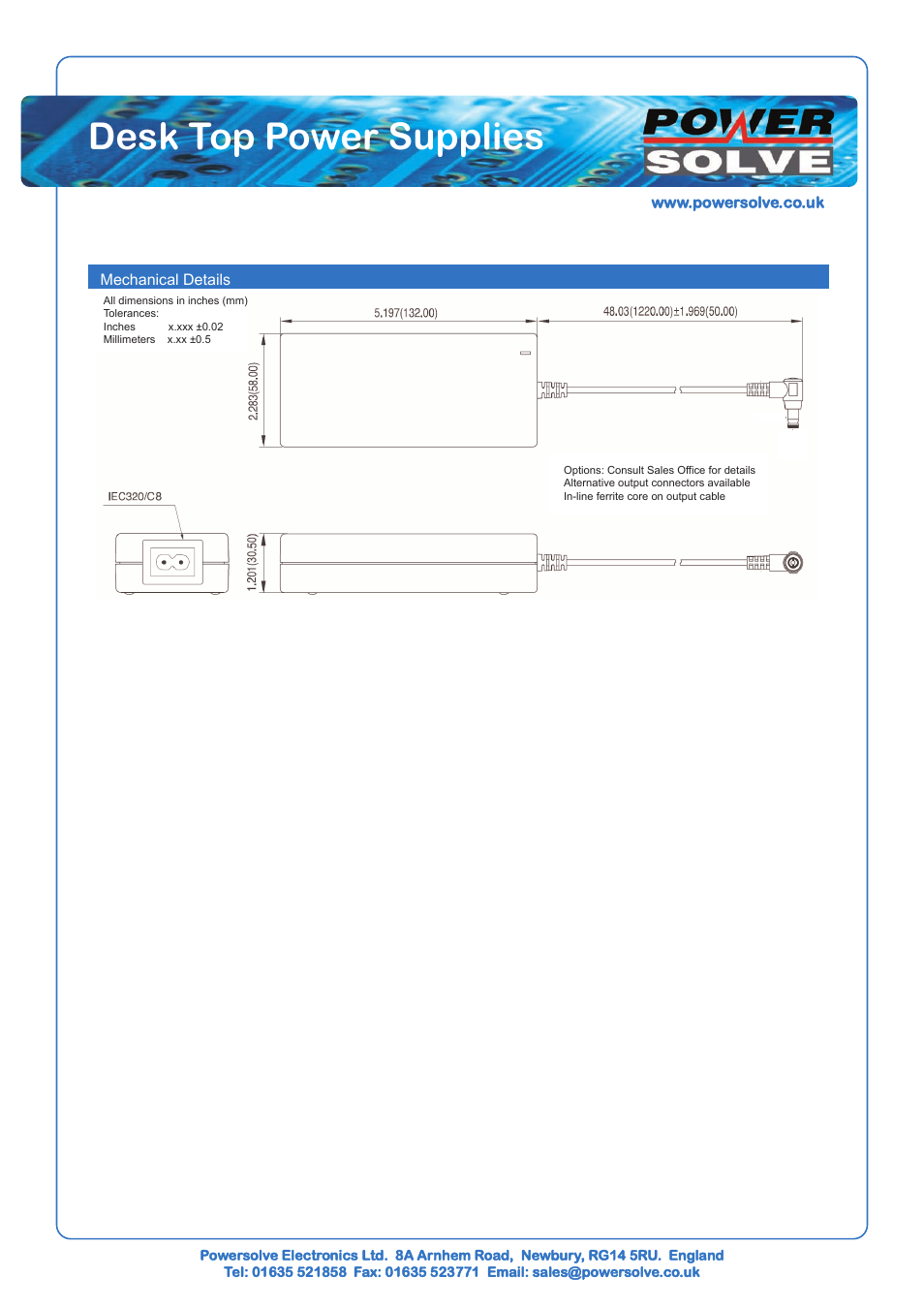 Desk top power supplies | Powersolve PS70E2 Series User Manual | Page 2 / 2