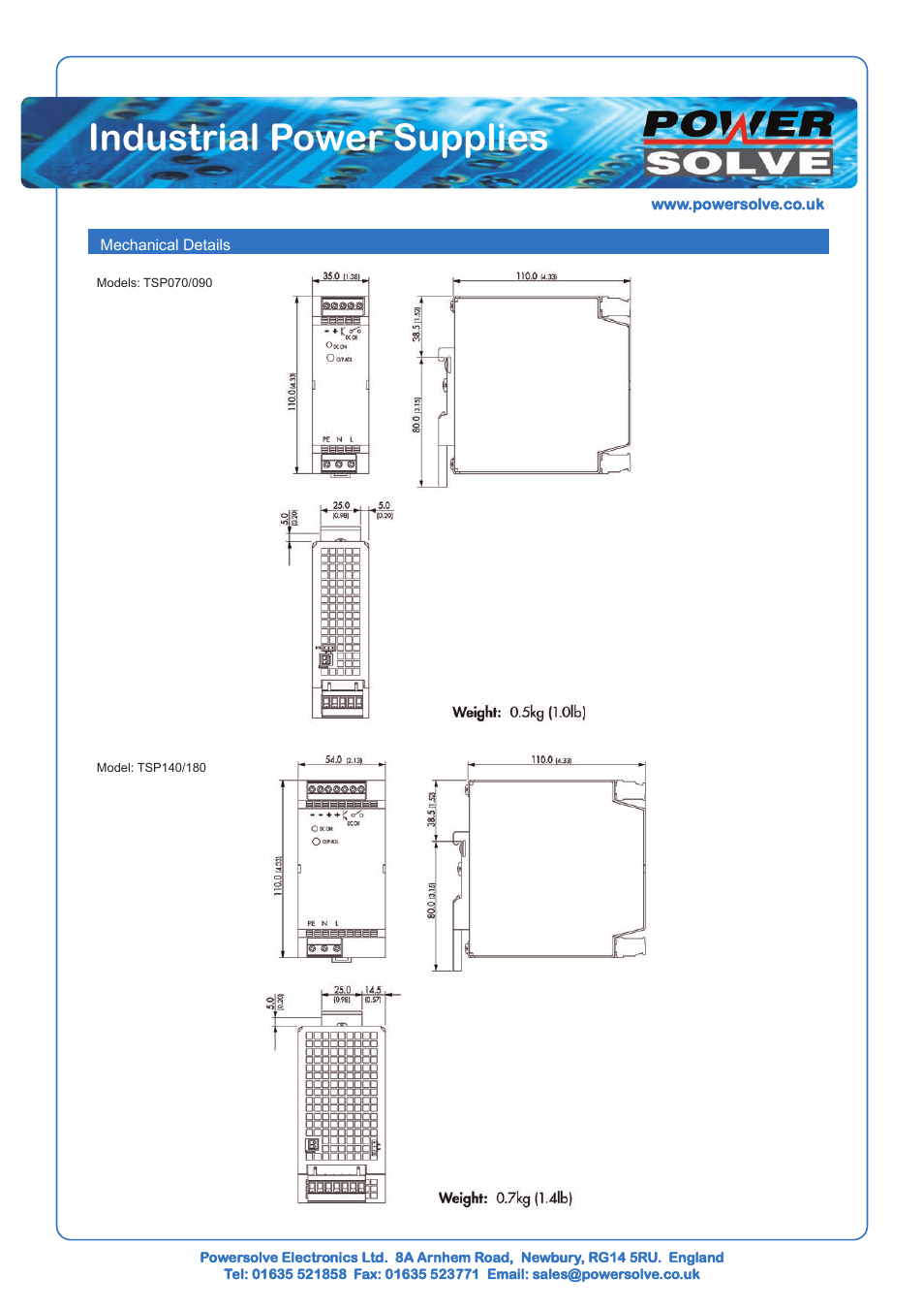 Industrial power supplies | Powersolve TSP Series User Manual | Page 2 / 4