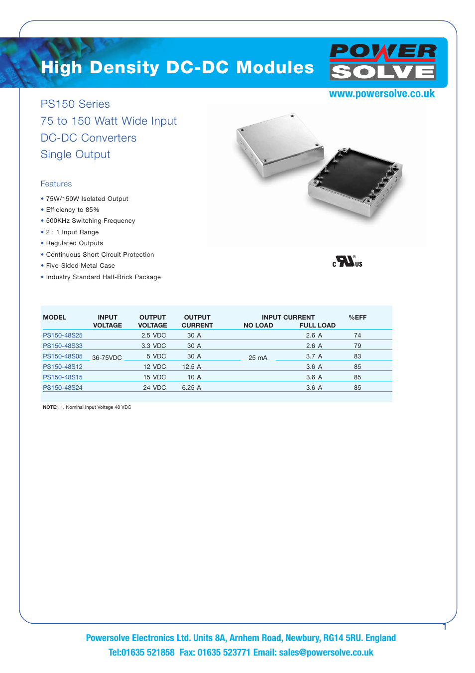 Powersolve PS150 Series User Manual | 4 pages