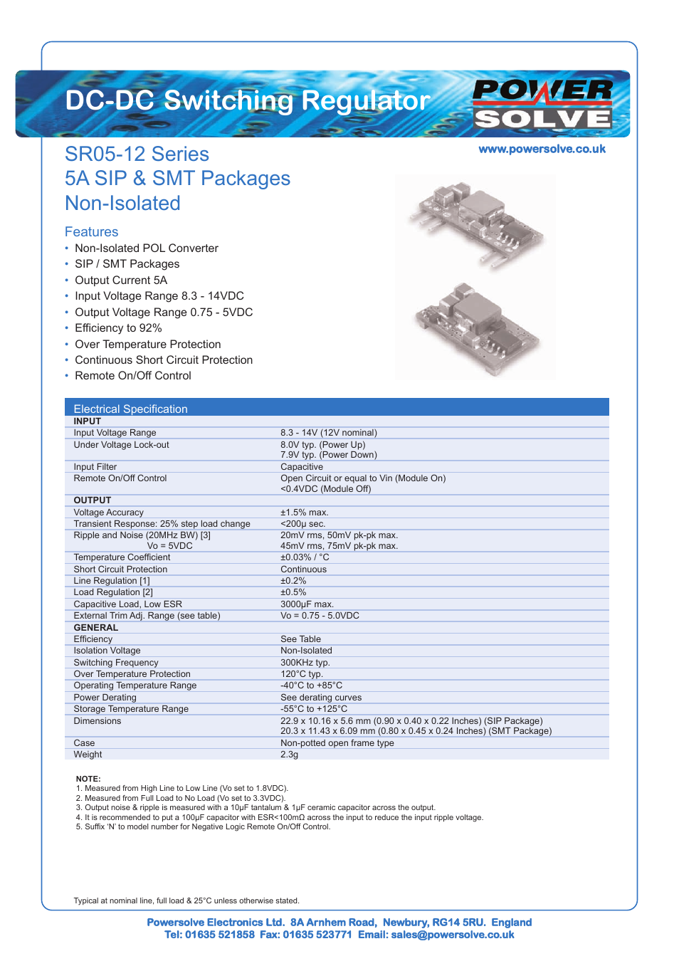 Powersolve SR05-12 Series User Manual | 2 pages