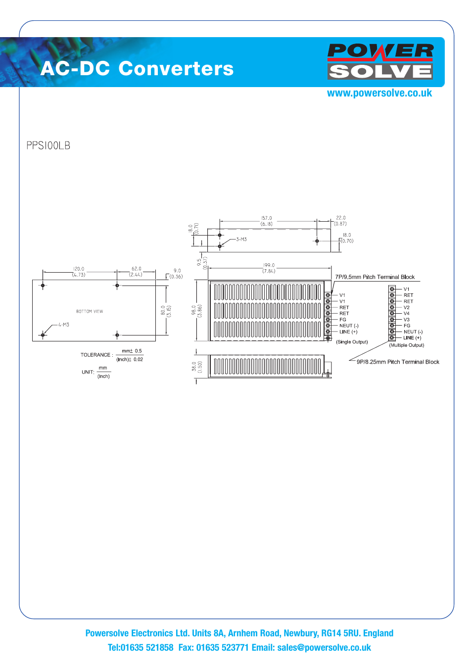 Ac-dc converters | Powersolve PPS100LB Series User Manual | Page 3 / 3