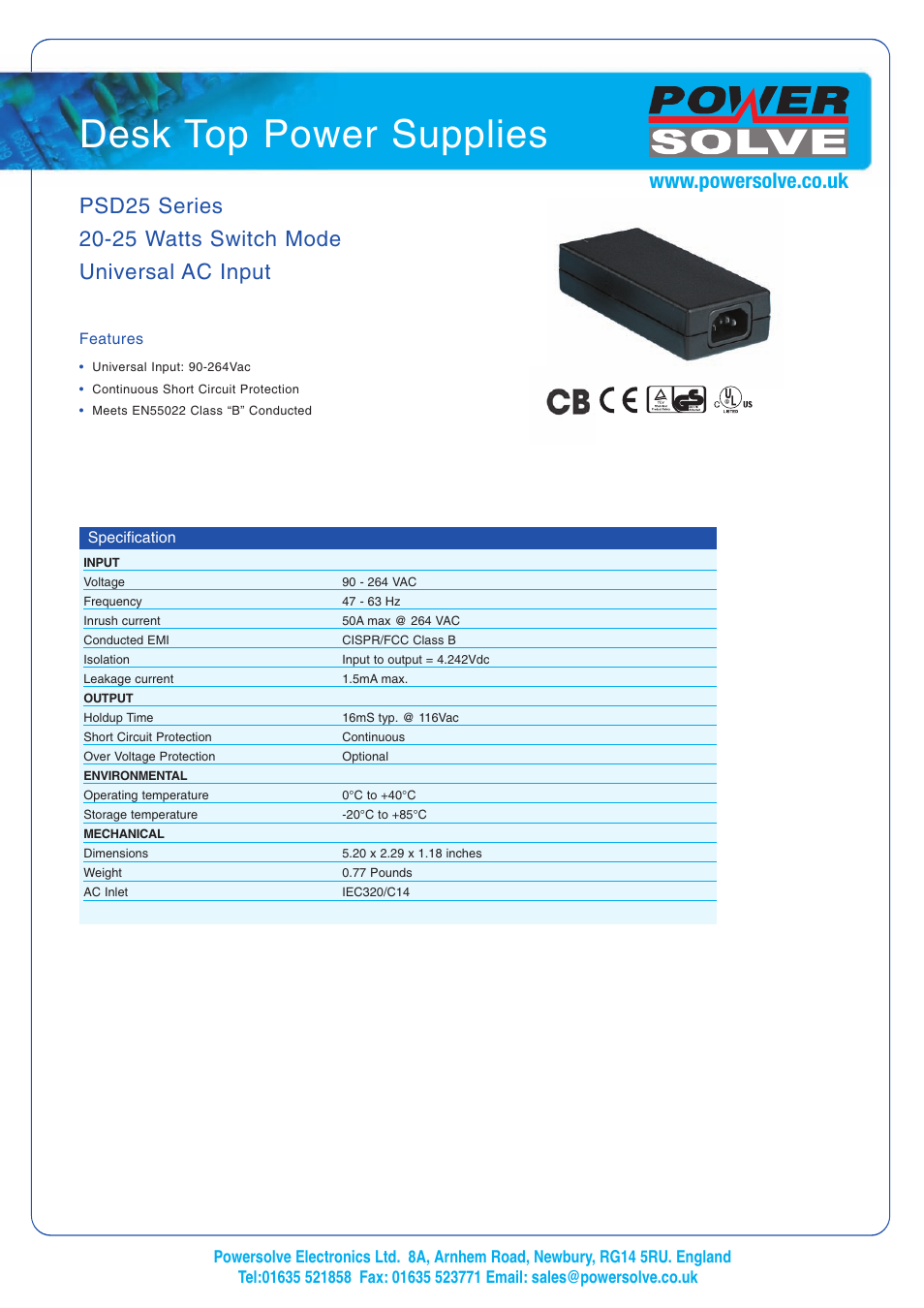 Powersolve PSD25 Series User Manual | 2 pages