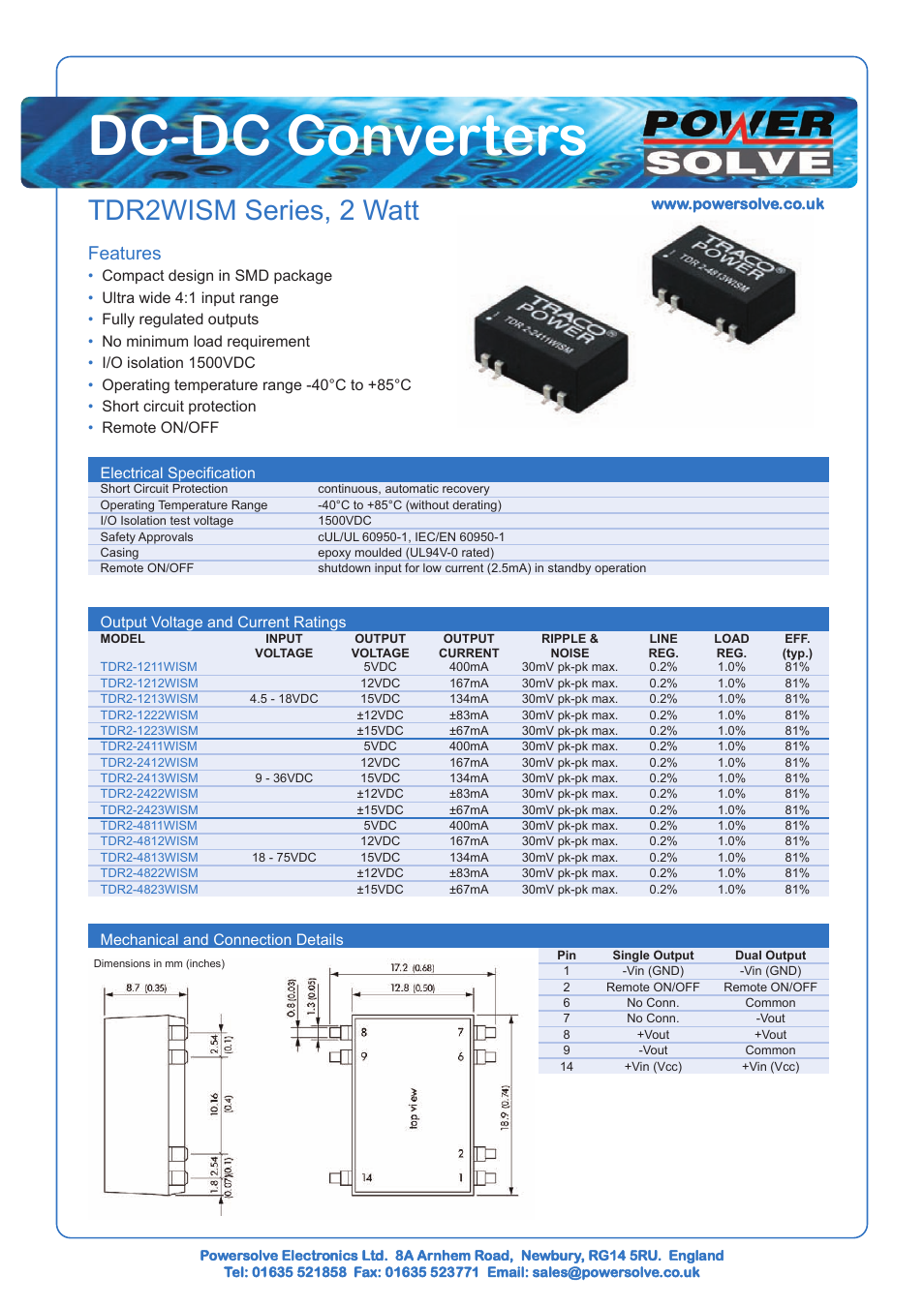 Powersolve TDR2WISM Series User Manual | 1 page