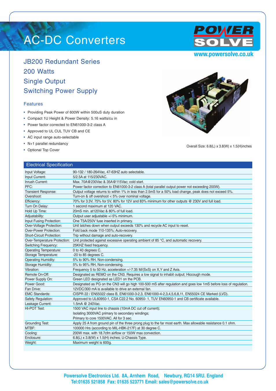 Powersolve JB200 Series User Manual | 2 pages