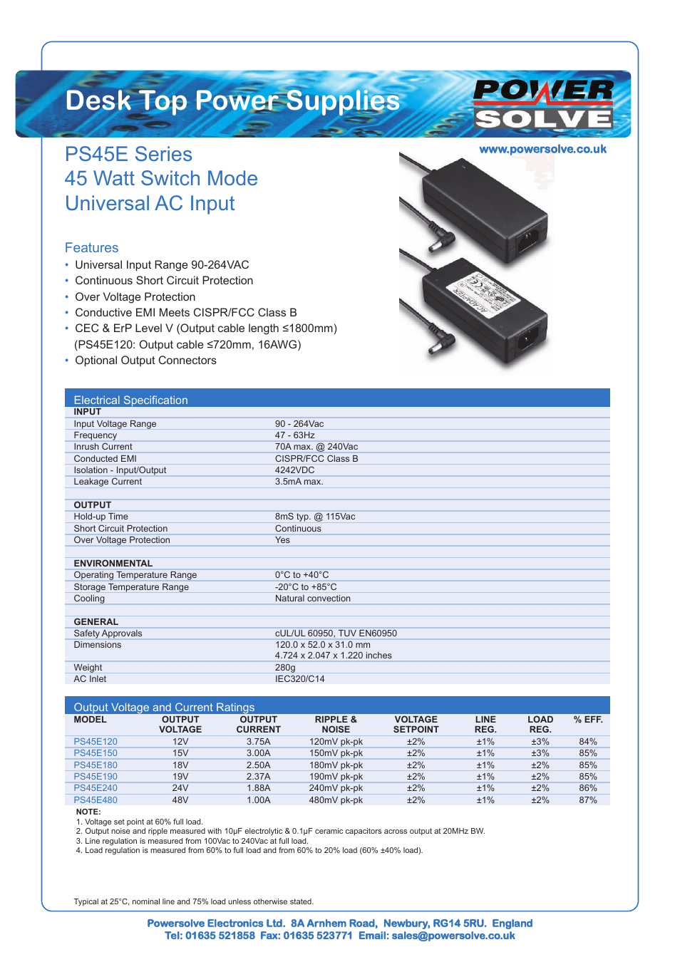 Powersolve PS45E Series User Manual | 2 pages