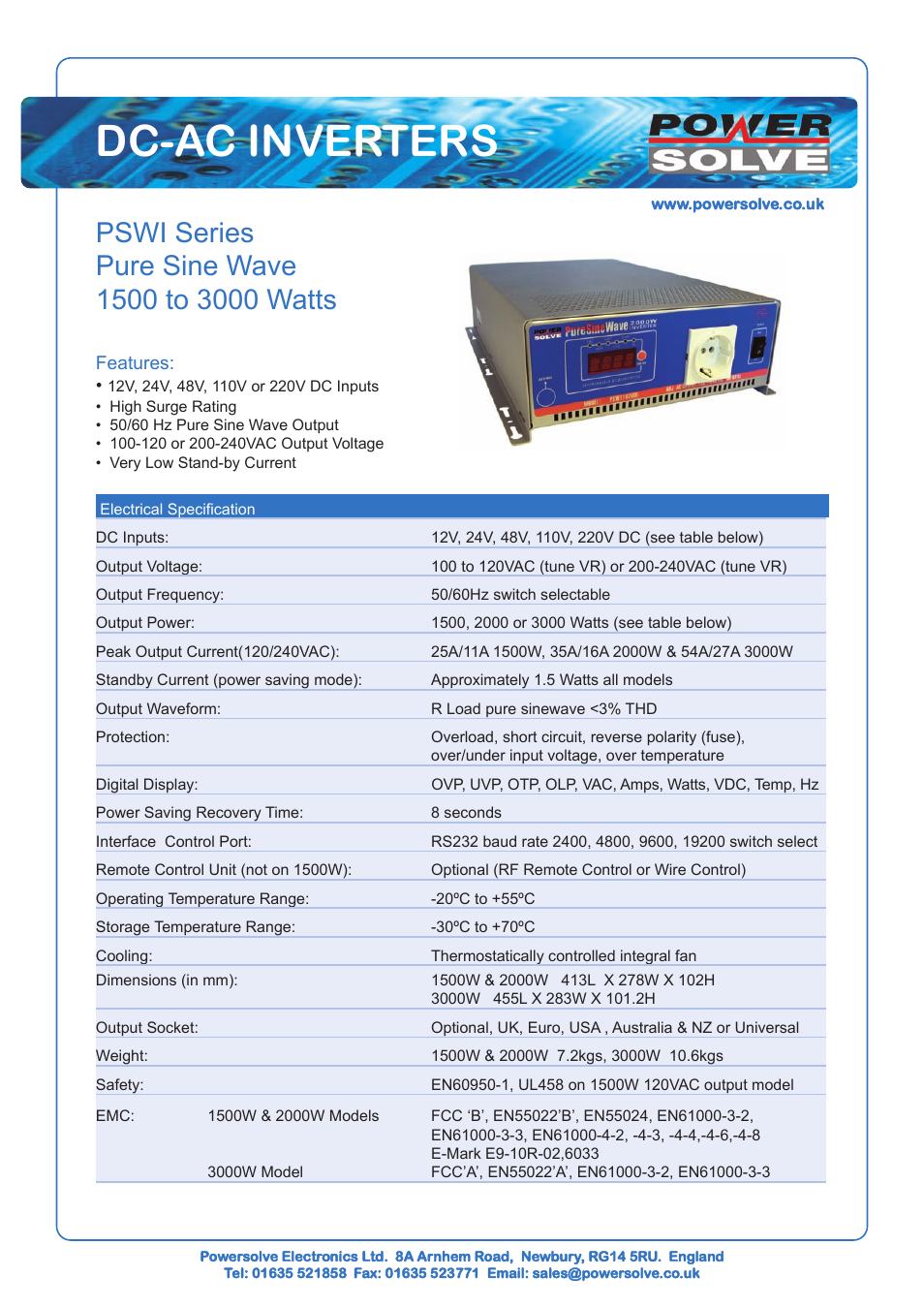 Powersolve PSWI Series User Manual | 2 pages