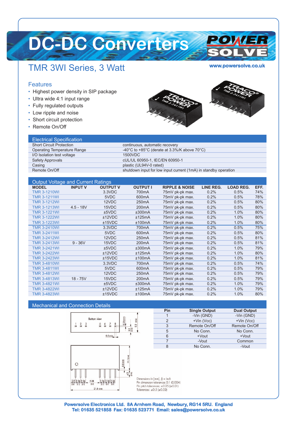 Powersolve TMR3WI Series User Manual | 1 page