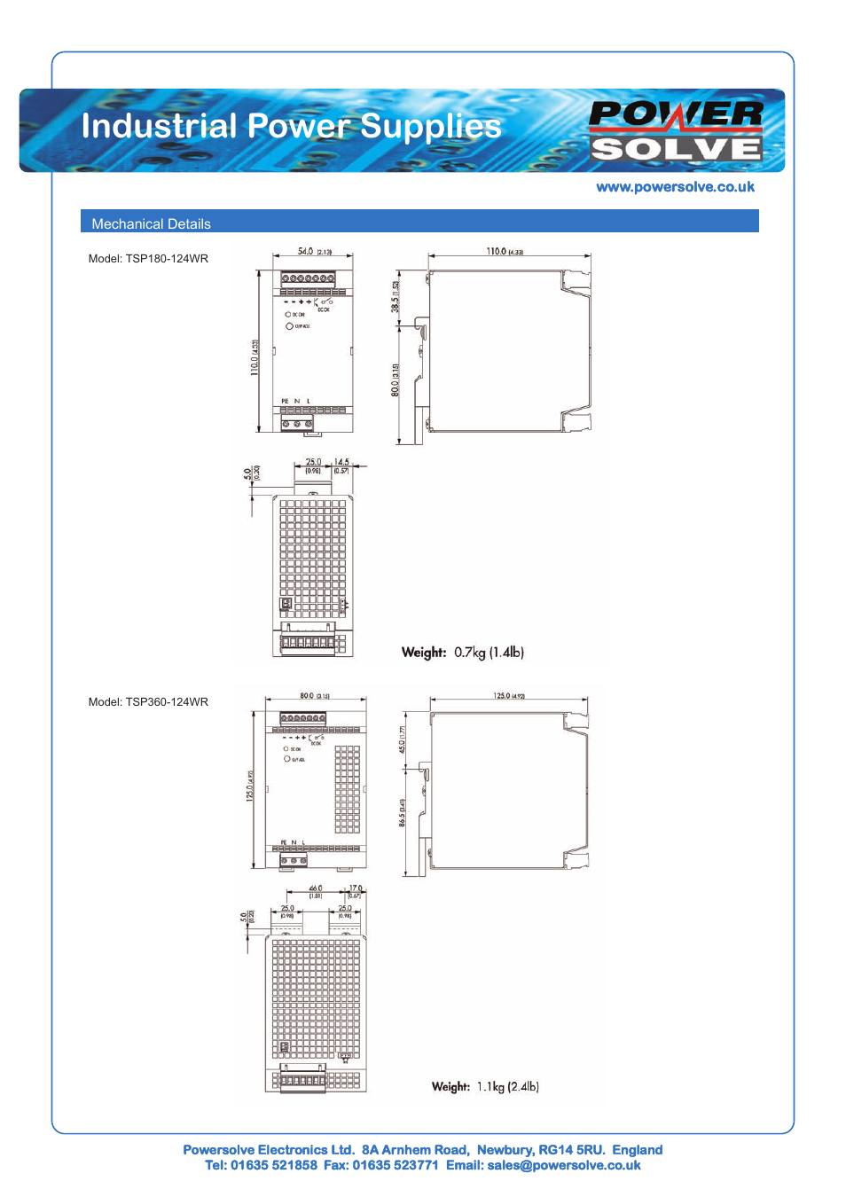 Industrial power supplies | Powersolve TSP-WR Series User Manual | Page 2 / 4