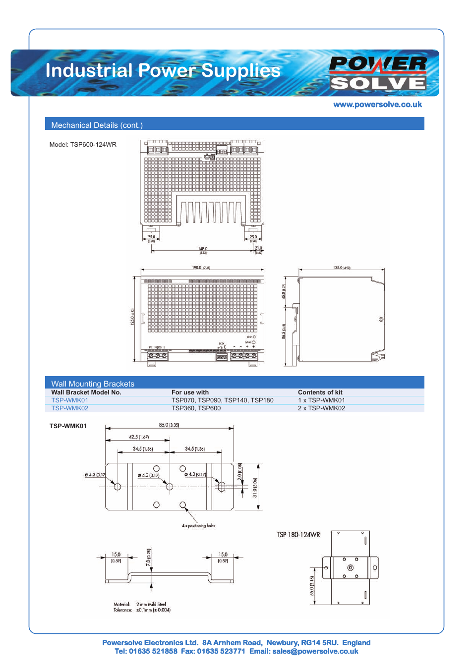 Industrial power supplies | Powersolve TSP-WR Series User Manual | Page 3 / 4