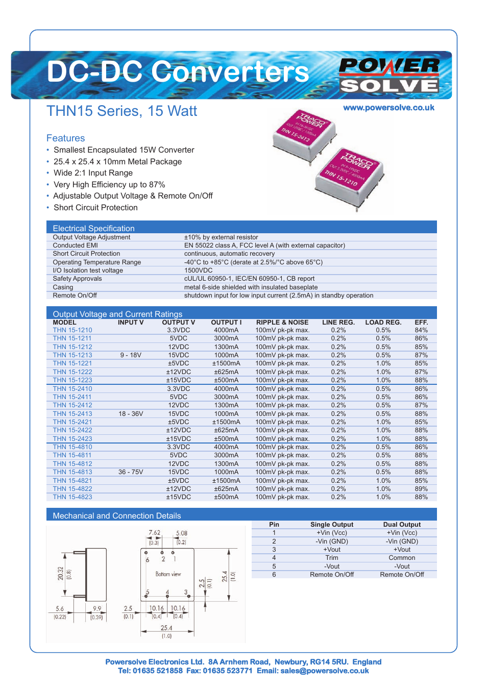 Powersolve THN15 Series User Manual | 1 page