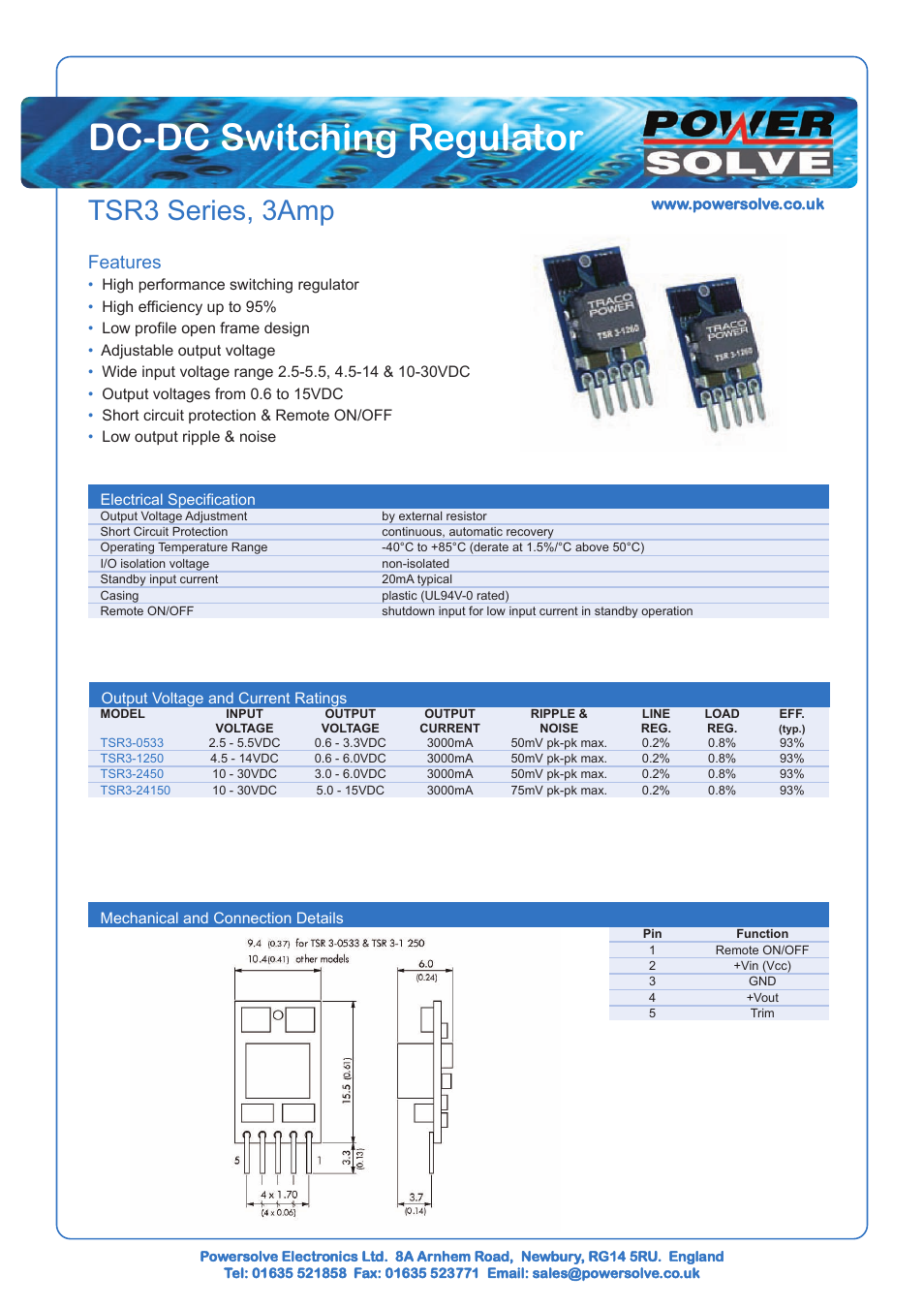 Powersolve TSR3 Series User Manual | 1 page