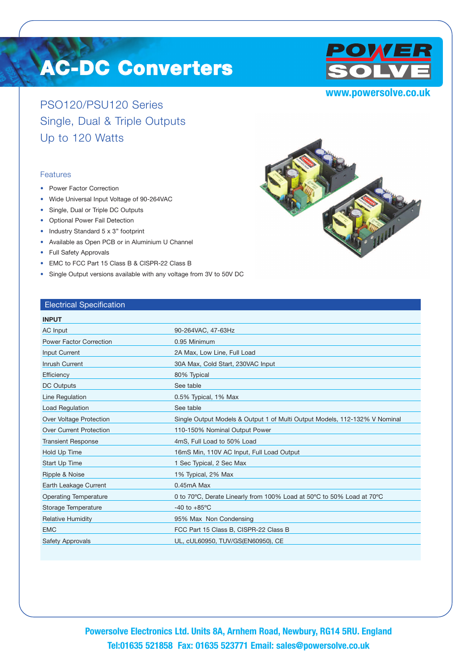 Powersolve PSU120 Series User Manual | 3 pages