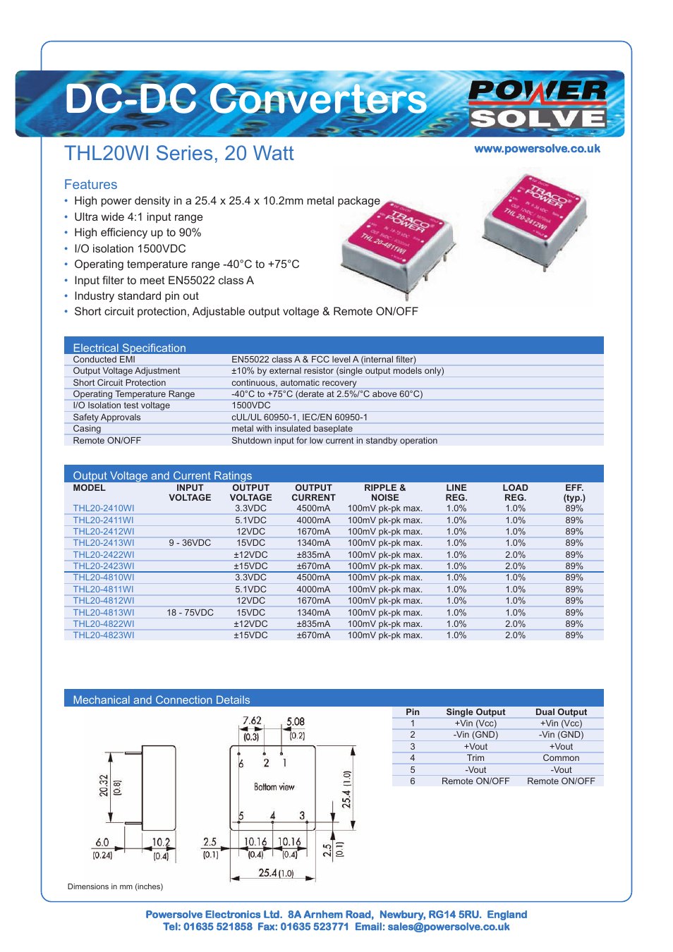 Powersolve THL20WI Series User Manual | 1 page