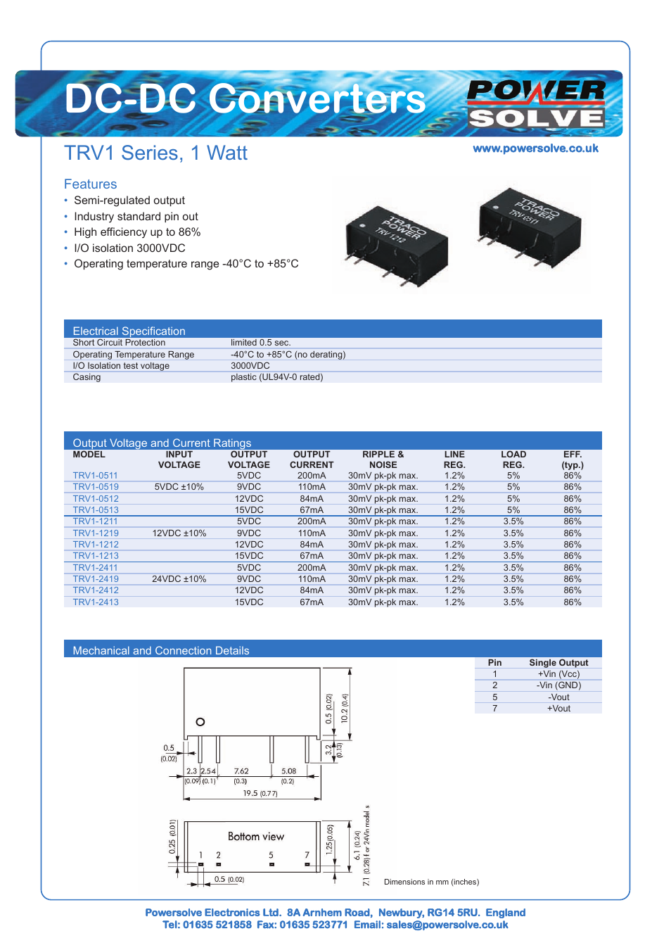 Powersolve TRV1 Series User Manual | 1 page