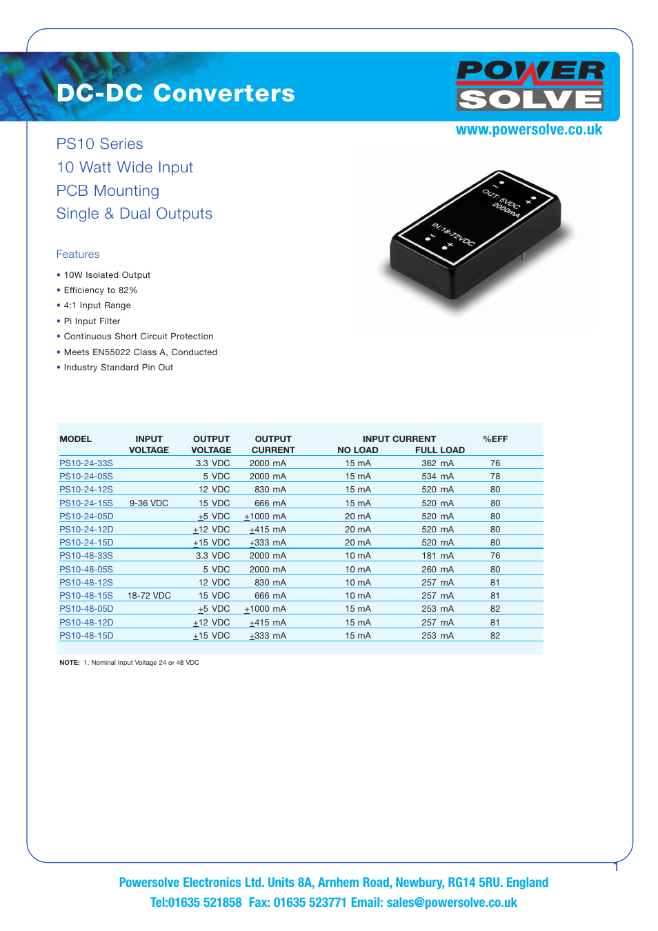 Powersolve PS10 Series User Manual | 2 pages