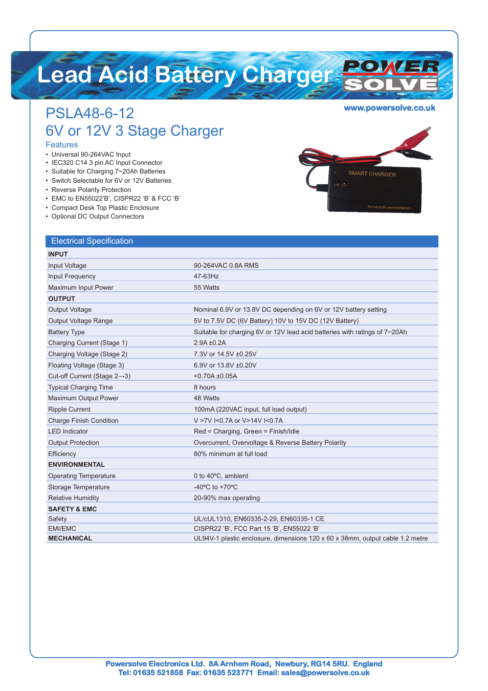 Powersolve PSLA12 Charger User Manual | 1 page