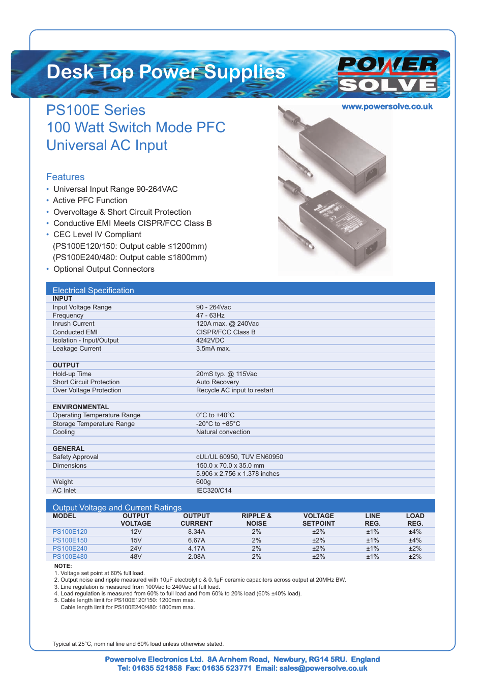 Powersolve PS100E Series User Manual | 2 pages