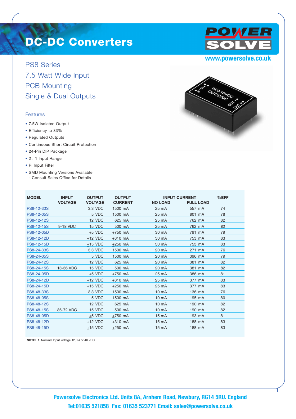 Powersolve PS8 Series User Manual | 2 pages