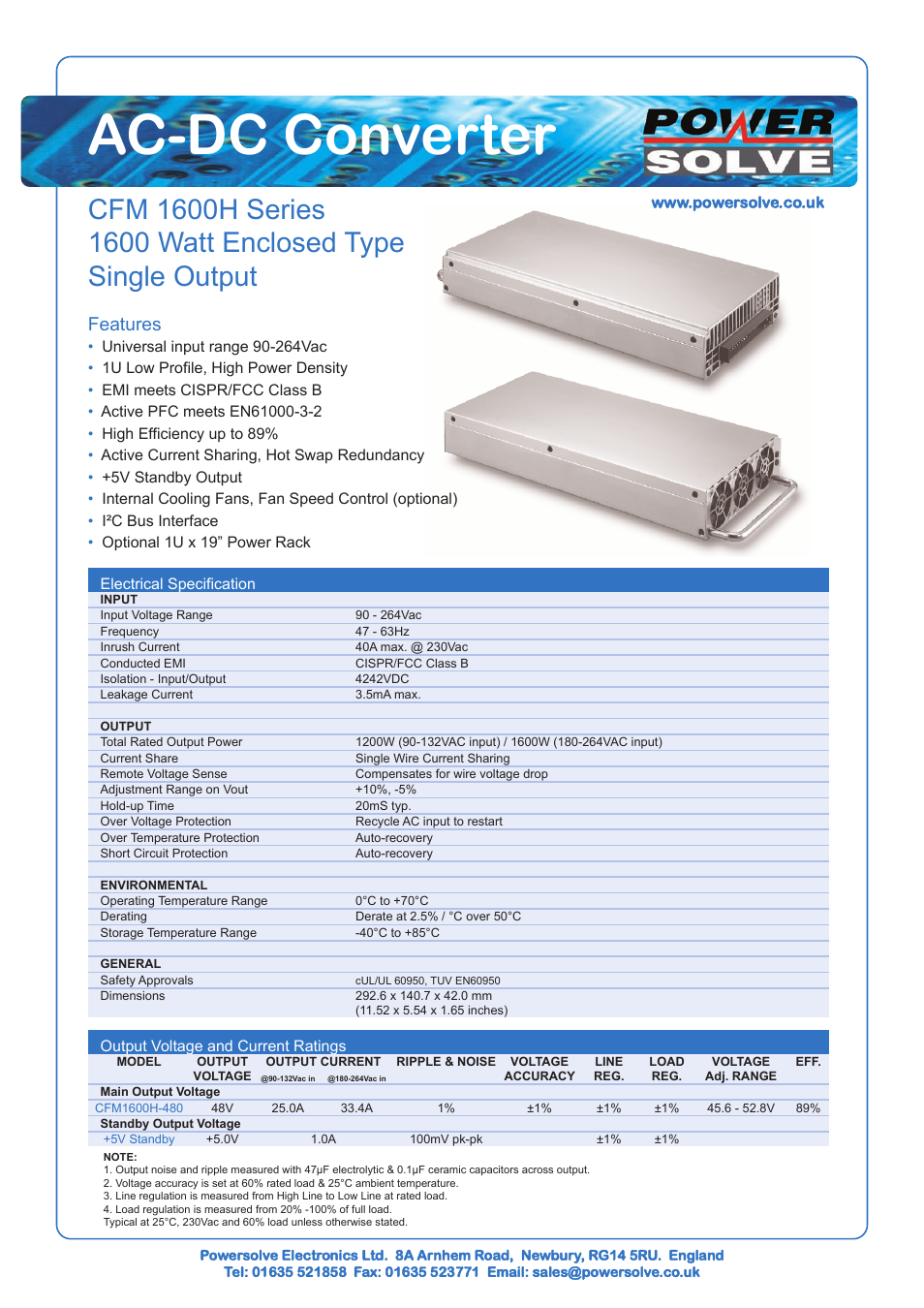 Powersolve CFM1600H Series User Manual | 2 pages