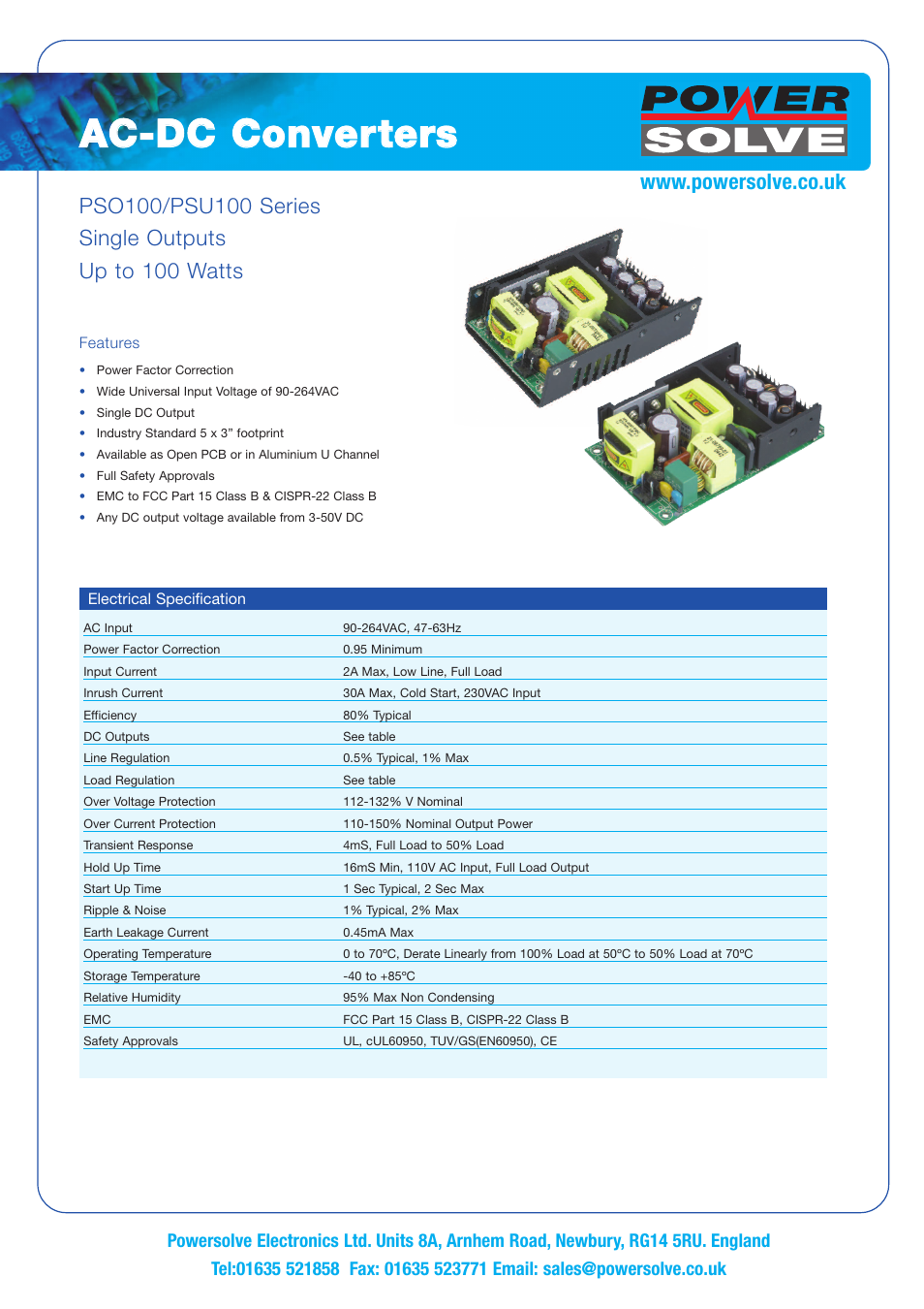 Powersolve PSU100 Series User Manual | 3 pages