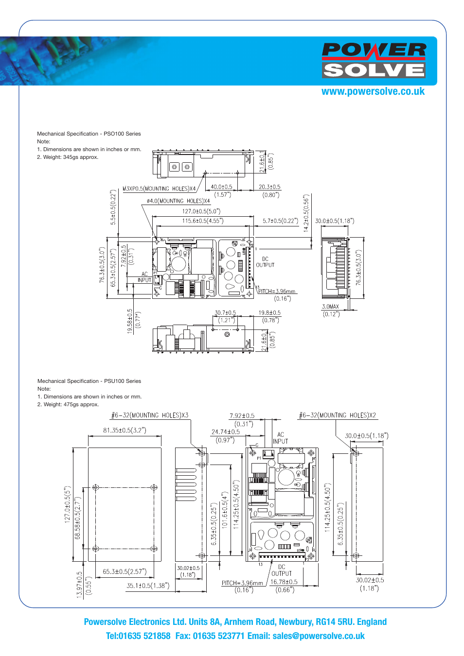 Powersolve PSU100 Series User Manual | Page 3 / 3