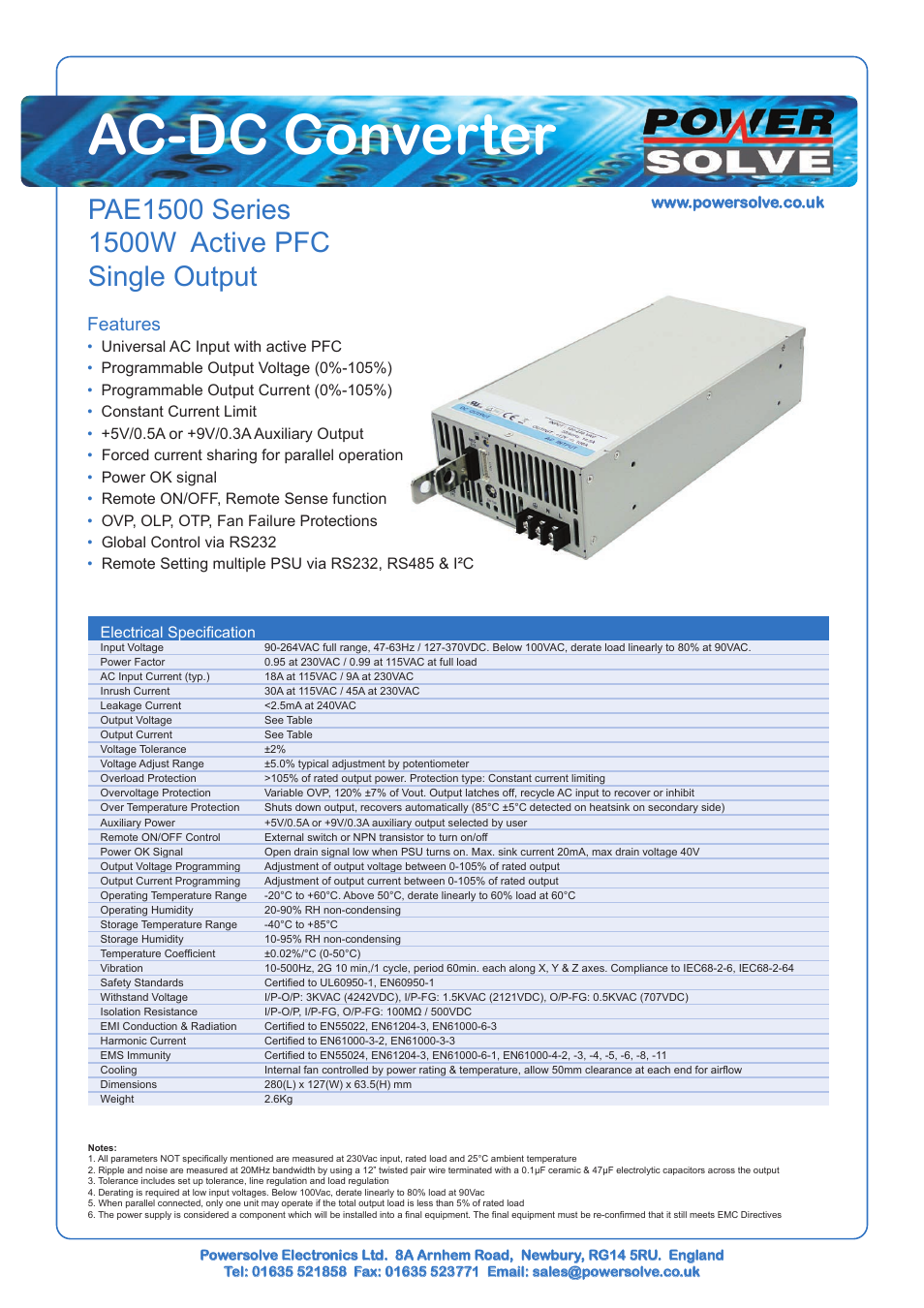 Powersolve PAE1500 Series User Manual | 6 pages