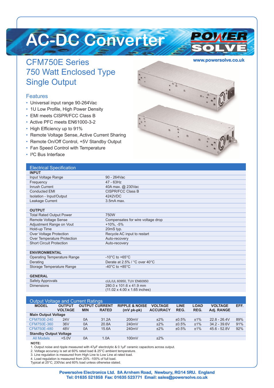 Powersolve CFM750E Series User Manual | 2 pages
