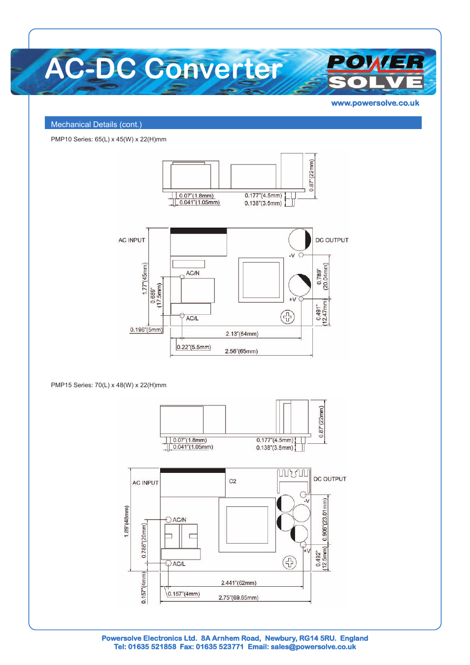 Ac-dc converter | Powersolve PMP20 Series User Manual | Page 3 / 4