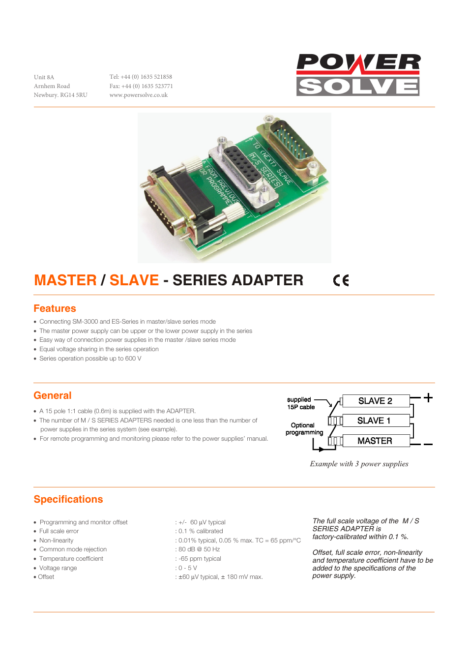 Powersolve Slave Series Adapter User Manual | 1 page