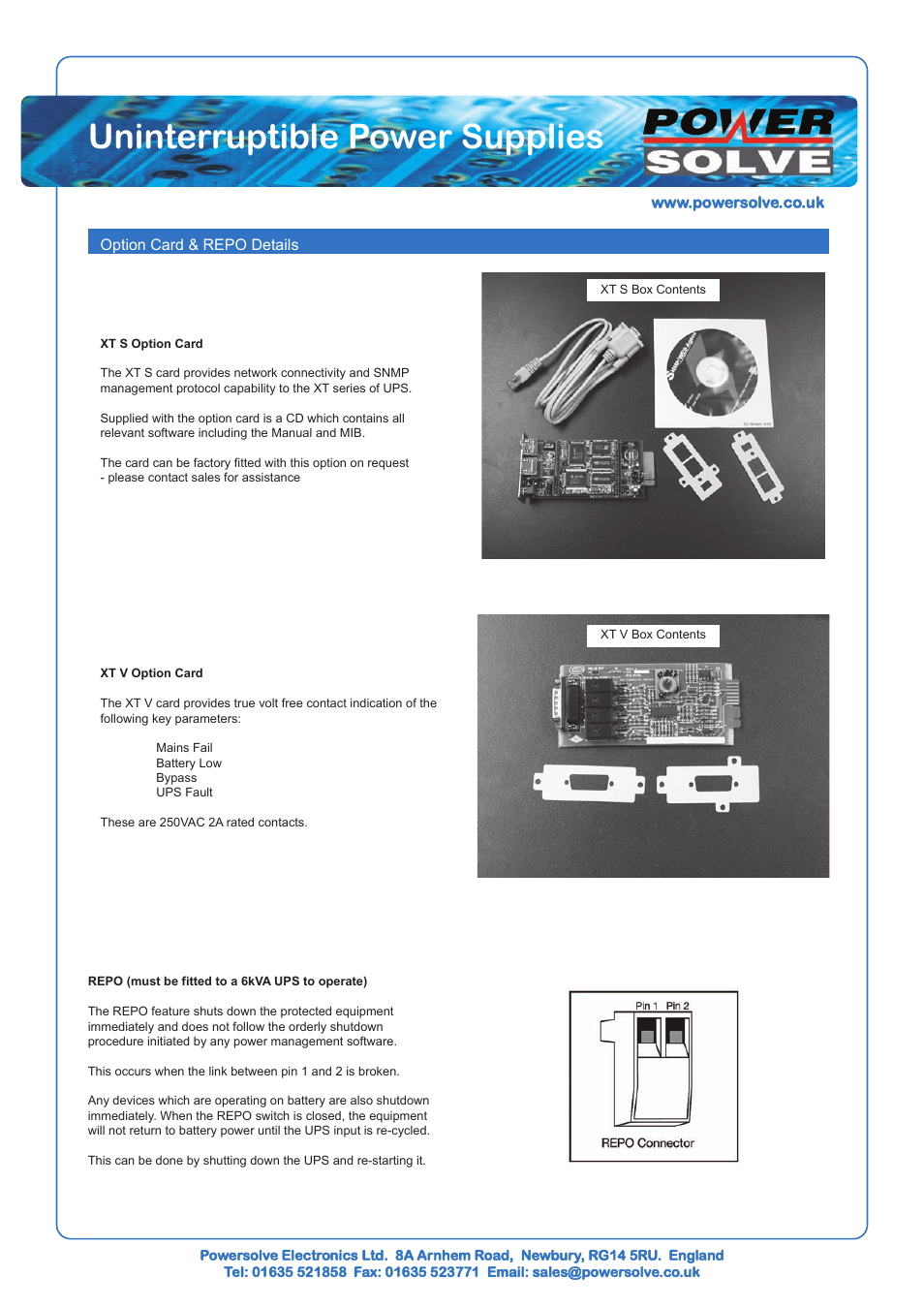 Uninterruptible power supplies | Powersolve XT Series User Manual | Page 3 / 8