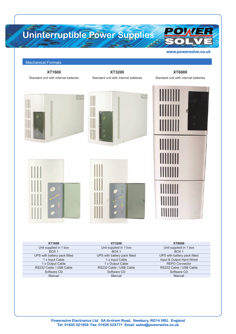 Uninterruptible power supplies | Powersolve XT Series User Manual | Page 4 / 8