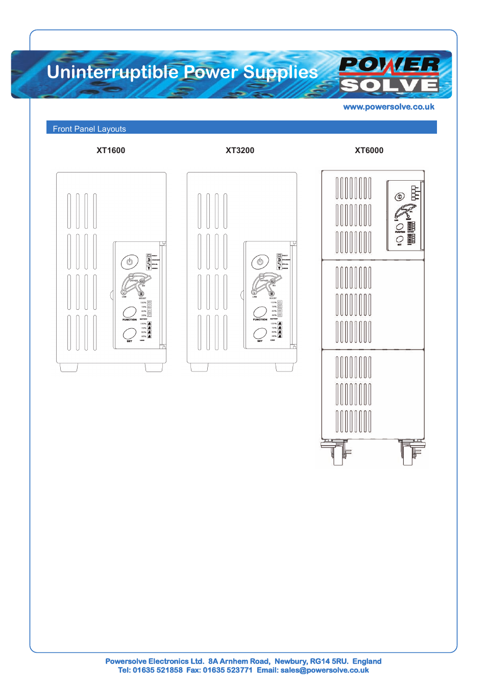 Uninterruptible power supplies | Powersolve XT Series User Manual | Page 5 / 8