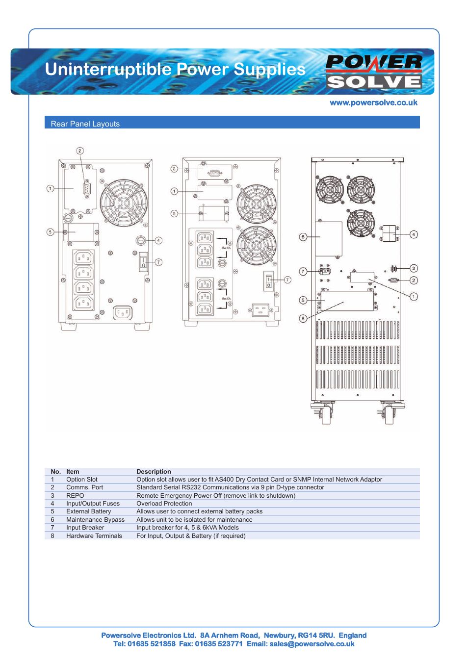 Uninterruptible power supplies | Powersolve XT Series User Manual | Page 6 / 8