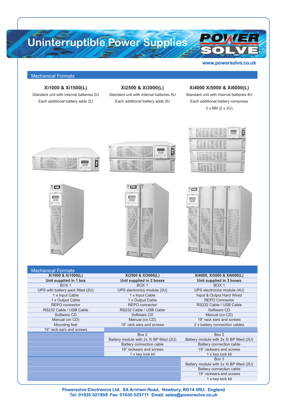 Uninterruptible power supplies | Powersolve Xi Series User Manual | Page 6 / 12