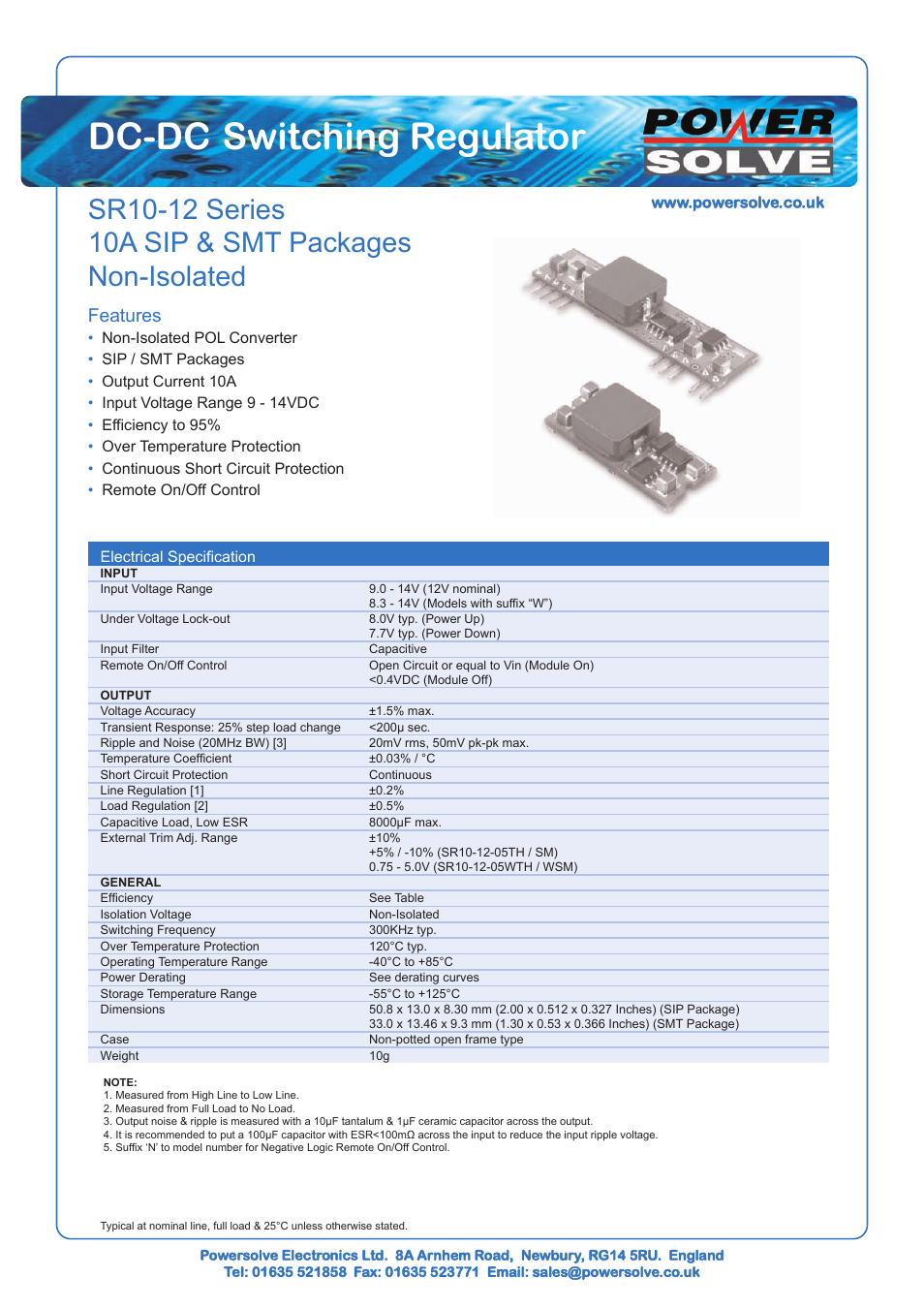 Powersolve SR10-12 Series User Manual | 2 pages