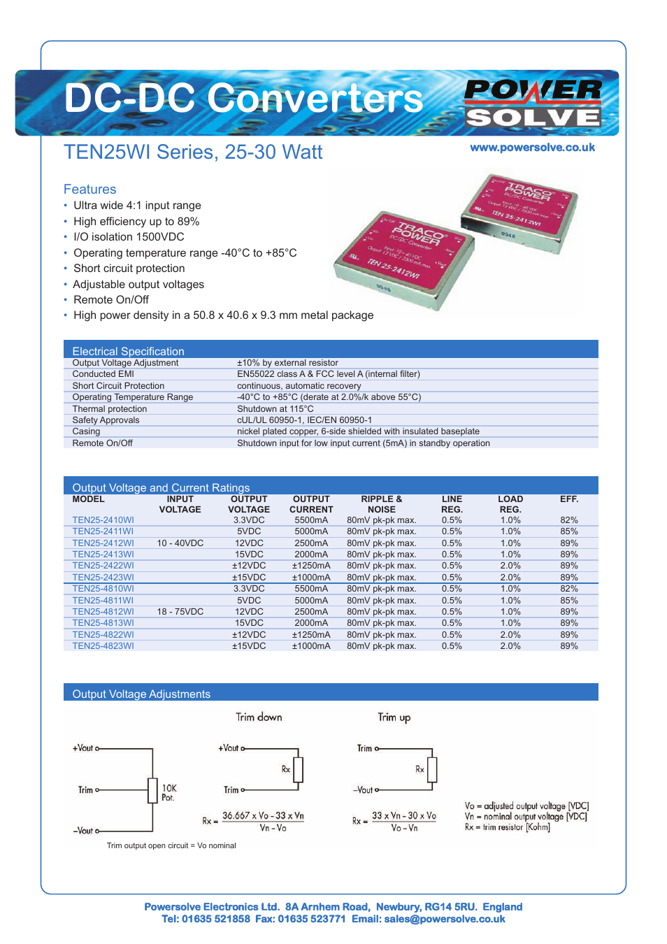 Powersolve TEN25WI Series User Manual | 2 pages